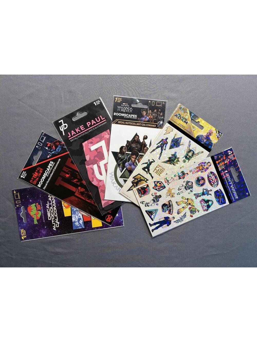 Set of 6 Superhere & Cartoon Themed Decals & Stickers - Batman, Space Jam & more